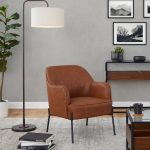 Daniella Black Metal Camel Faux Leather Contemporary Accent Chair