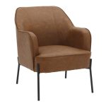 Daniella Black Metal Camel Faux Leather Contemporary Accent Chair