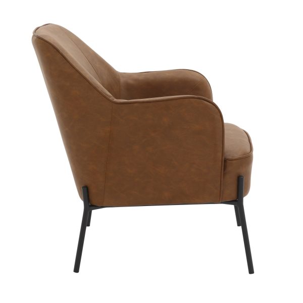 Daniella Black Metal Camel Faux Leather Contemporary Accent Chair 3