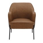 Daniella Black Metal Camel Faux Leather Contemporary Accent Chair