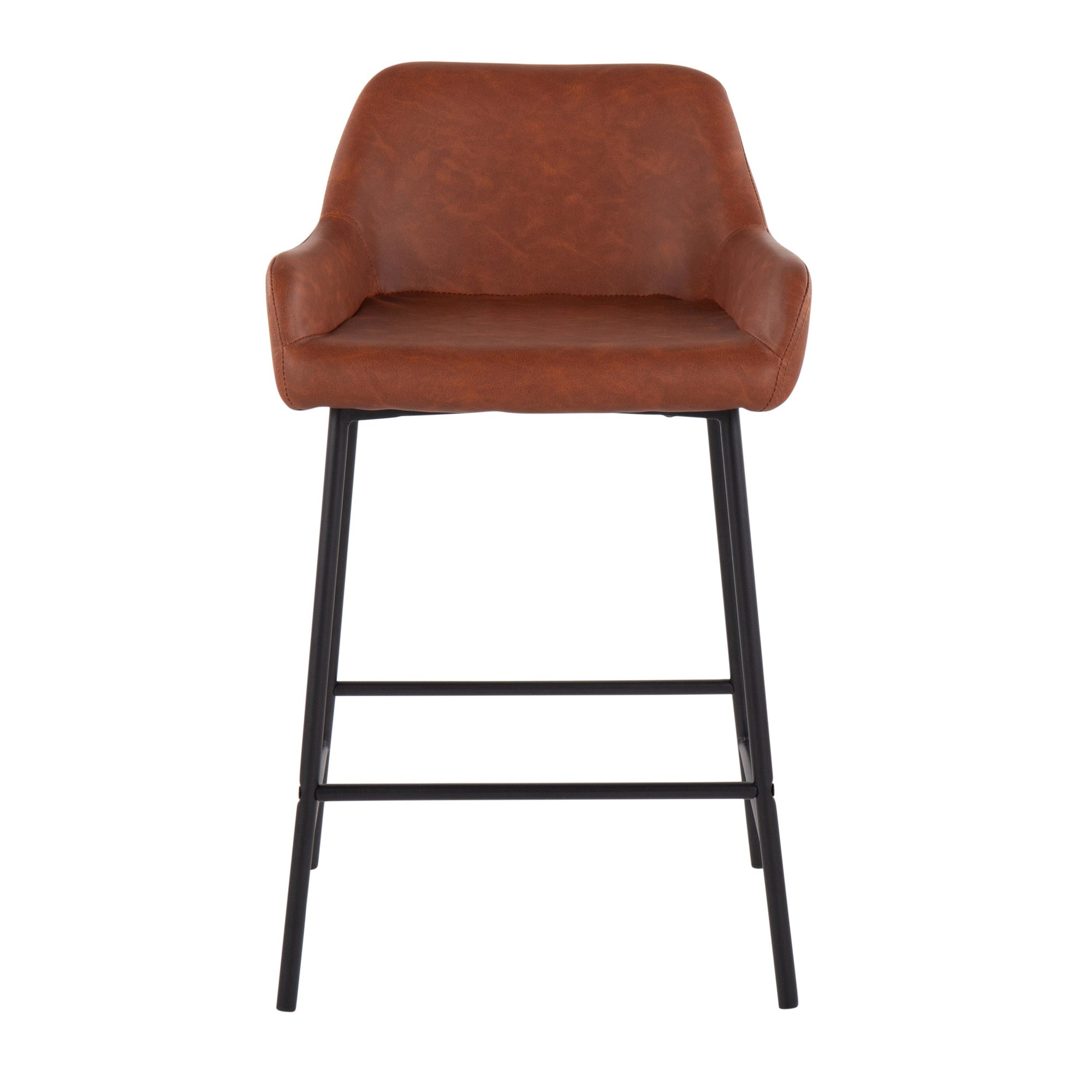 Daniella Black Metal Camel Faux Leather Counter Stools (Set of 2) 8 Daniella Black Metal Camel Faux Leather Counter Stools (Set of 2) - Image 8