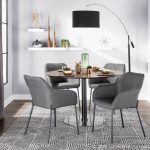 Daniella Black Metal Charcoal Fabric Contemporary Dining Chairs (Set of 2)