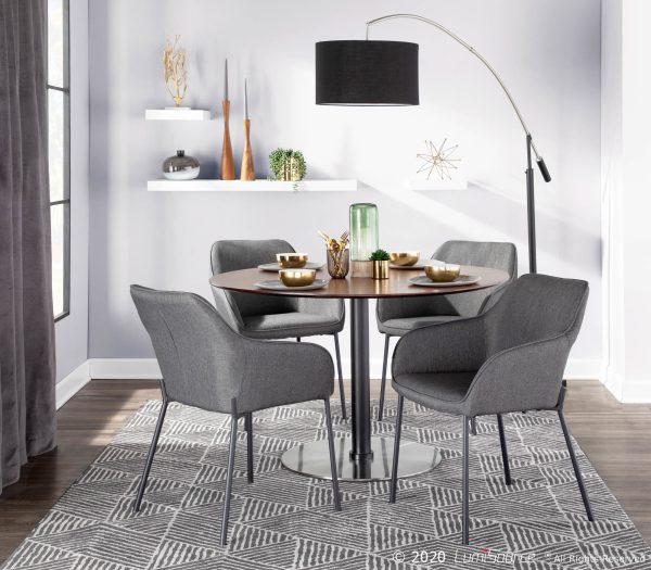 Daniella Black Metal Charcoal Fabric Contemporary Dining Chairs Set of 2 1