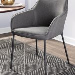 Daniella Black Metal Charcoal Fabric Contemporary Dining Chairs (Set of 2)