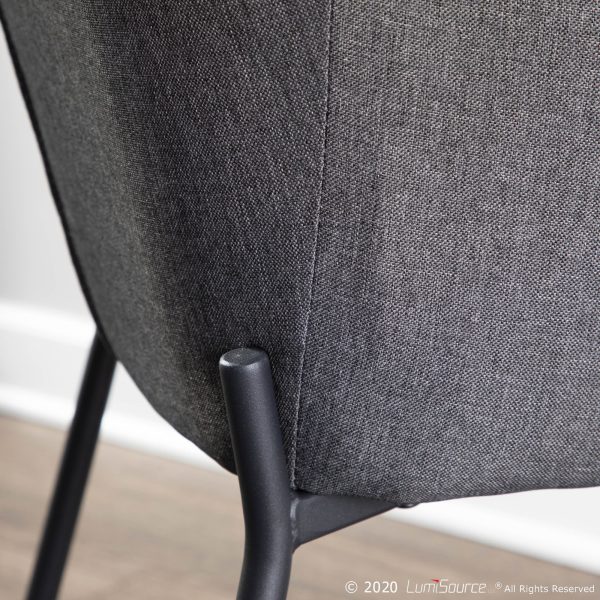 Daniella Black Metal Charcoal Fabric Contemporary Dining Chairs Set of 2 2