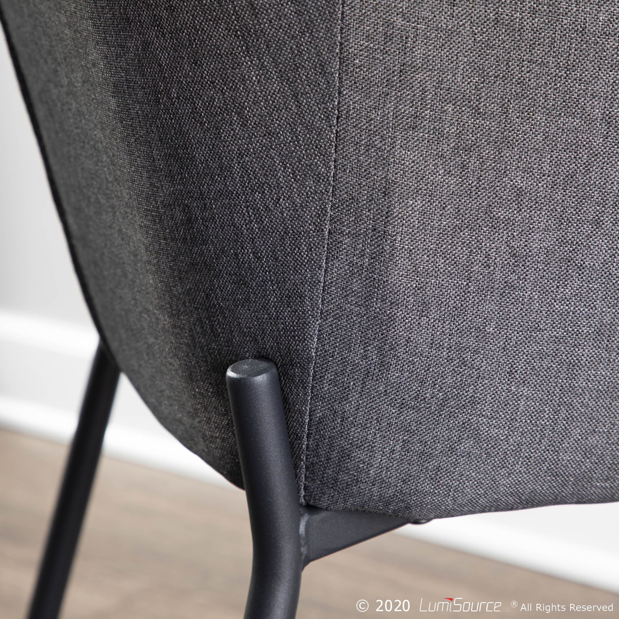 Daniella Black Metal Charcoal Fabric Contemporary Dining Chairs (Set of 2) 3 Daniella Black Metal Charcoal Fabric Contemporary Dining Chairs (Set of 2) - Image 3