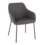 Daniella Black Metal Charcoal Fabric Contemporary Dining Chairs (Set of 2)