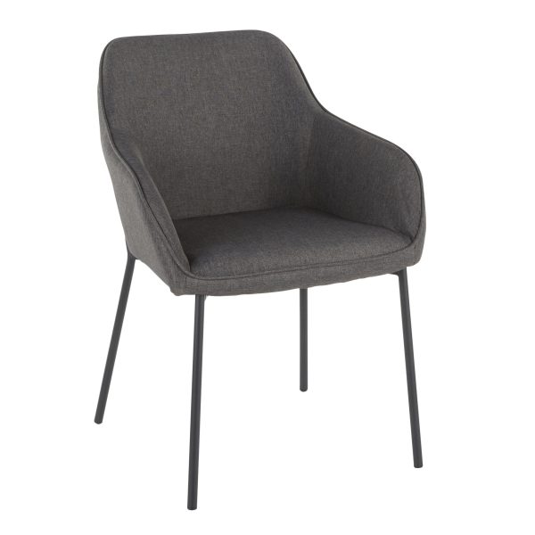 Daniella Black Metal Charcoal Fabric Contemporary Dining Chairs Set of 2 4