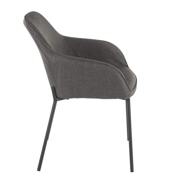 Daniella Black Metal Charcoal Fabric Contemporary Dining Chairs Set of 2 5