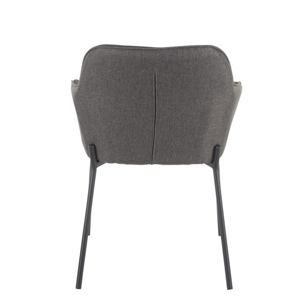 Daniella Black Metal Charcoal Fabric Contemporary Dining Chairs Set of 2 7