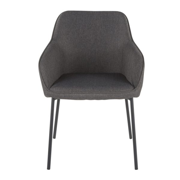 Daniella Black Metal Charcoal Fabric Contemporary Dining Chairs Set of 2 8