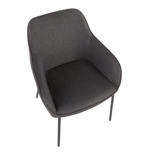 Daniella Black Metal Charcoal Fabric Contemporary Dining Chairs Set of 2 9