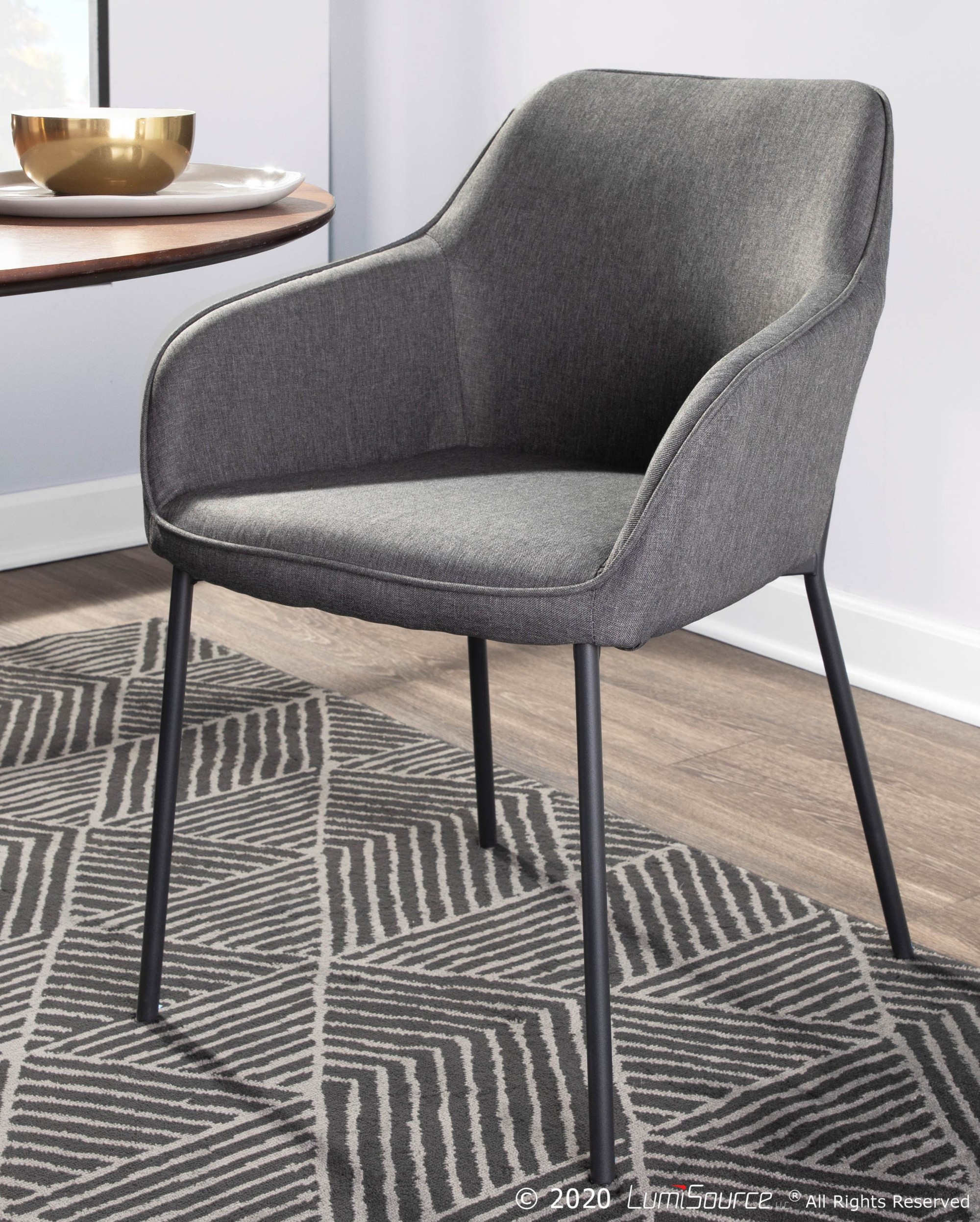 Daniella Black Metal Charcoal Fabric Contemporary Dining Chairs (Set of 2) 1 Daniella Black Metal Charcoal Fabric Contemporary Dining Chairs (Set of 2)