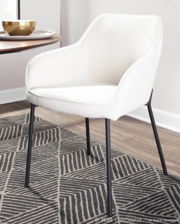 Daniella Black Metal Cream Fabric Contemporary Dining Chairs Set of 2 1