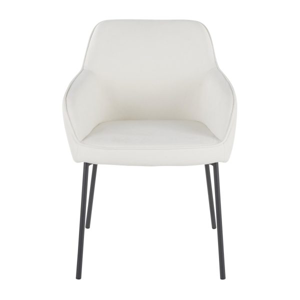 Daniella Black Metal Cream Fabric Contemporary Dining Chairs Set of 2 10