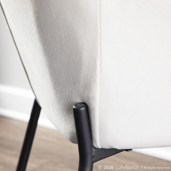Daniella Black Metal Cream Fabric Contemporary Dining Chairs Set of 2 2