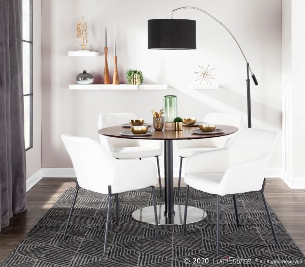 Daniella Black Metal Cream Fabric Contemporary Dining Chairs Set of 2 3