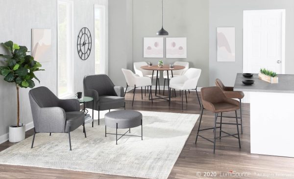 Daniella Black Metal Cream Fabric Contemporary Dining Chairs Set of 2 4