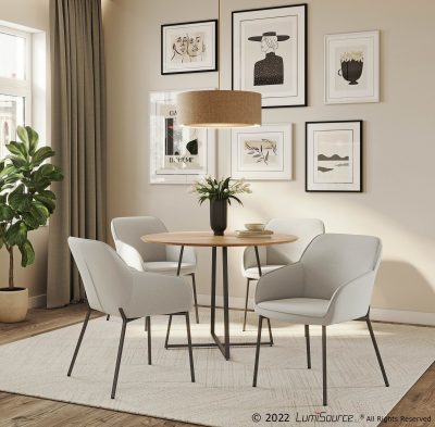 Daniella Black Metal Cream Fabric Contemporary Dining Chairs (Set of 2)