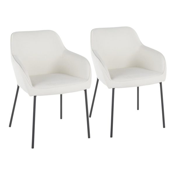 Daniella Black Metal Cream Fabric Contemporary Dining Chairs Set of 2 5