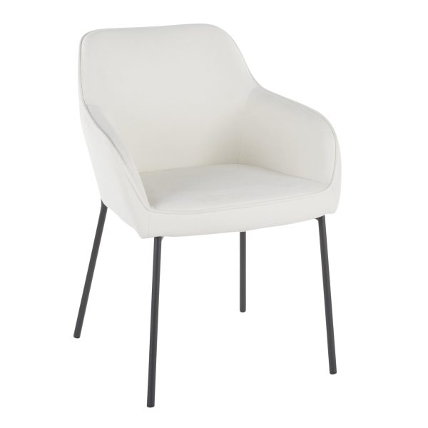 Daniella Black Metal Cream Fabric Contemporary Dining Chairs Set of 2 6