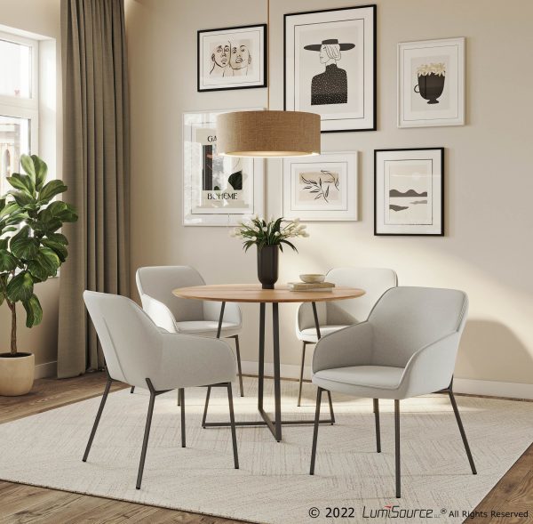 Daniella Black Metal Cream Fabric Contemporary Dining Chairs Set of 2