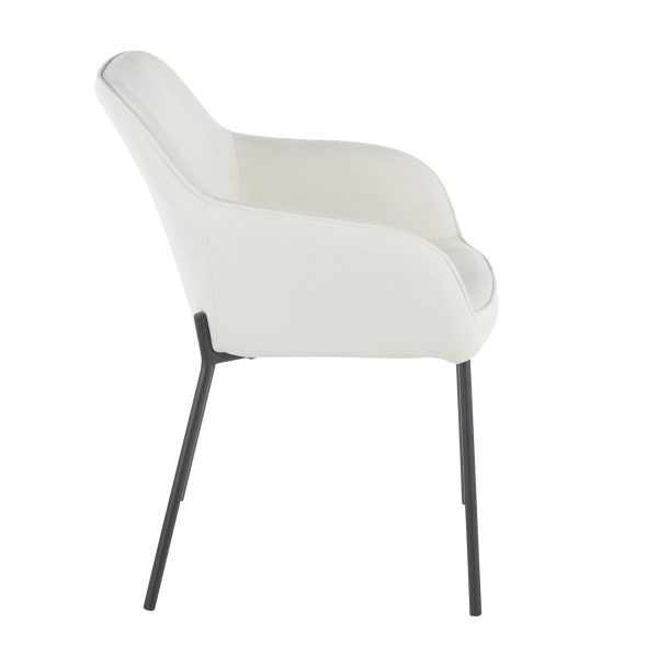 Daniella Black Metal Cream Fabric Contemporary Dining Chairs Set of 2 7