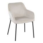 Daniella Black Metal Cream Velvet Contemporary Dining Chairs (Set of 2) 12 Daniella Black Metal Cream Velvet Contemporary Dining Chairs (Set of 2)
