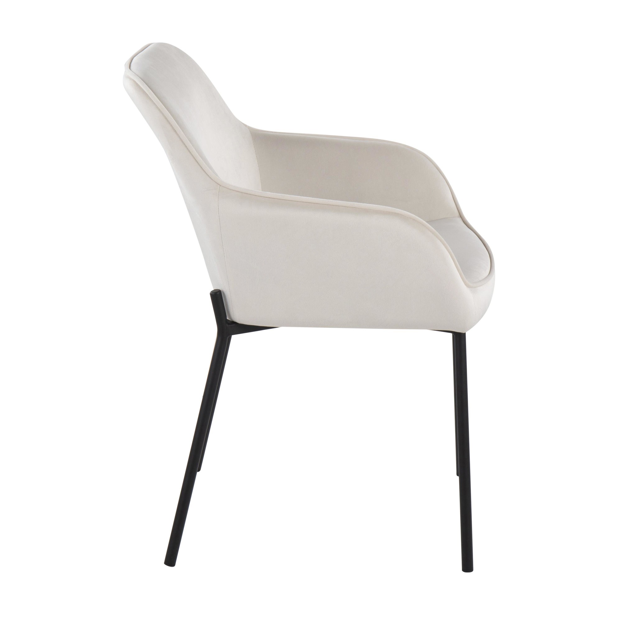 Daniella Black Metal Cream Velvet Contemporary Dining Chairs (Set of 2) 4 Daniella Black Metal Cream Velvet Contemporary Dining Chairs (Set of 2) - Image 4