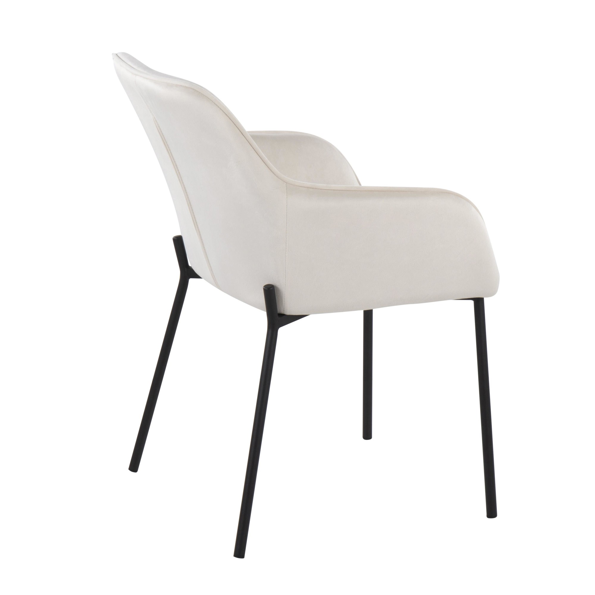 Daniella Black Metal Cream Velvet Contemporary Dining Chairs (Set of 2) 5 Daniella Black Metal Cream Velvet Contemporary Dining Chairs (Set of 2) - Image 5