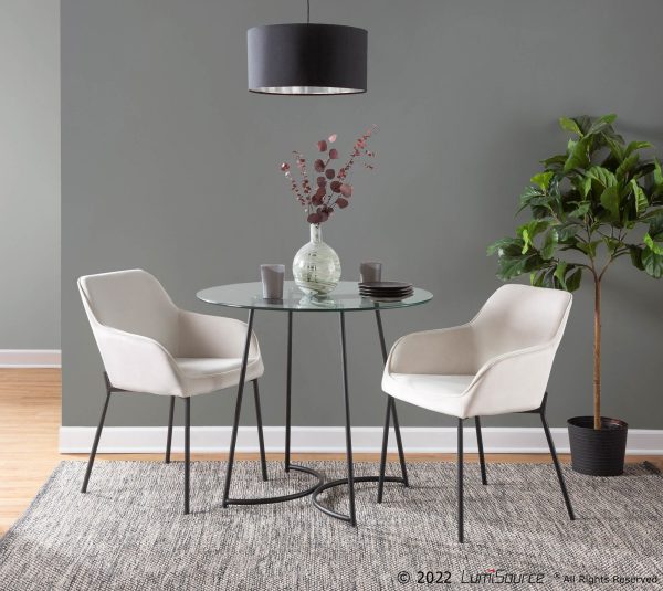 Daniella Black Metal Cream Velvet Contemporary Dining Chairs Set of 2