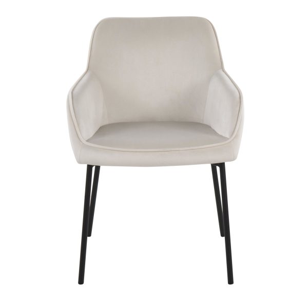 Daniella Black Metal Cream Velvet Contemporary Dining Chairs Set of 2 7