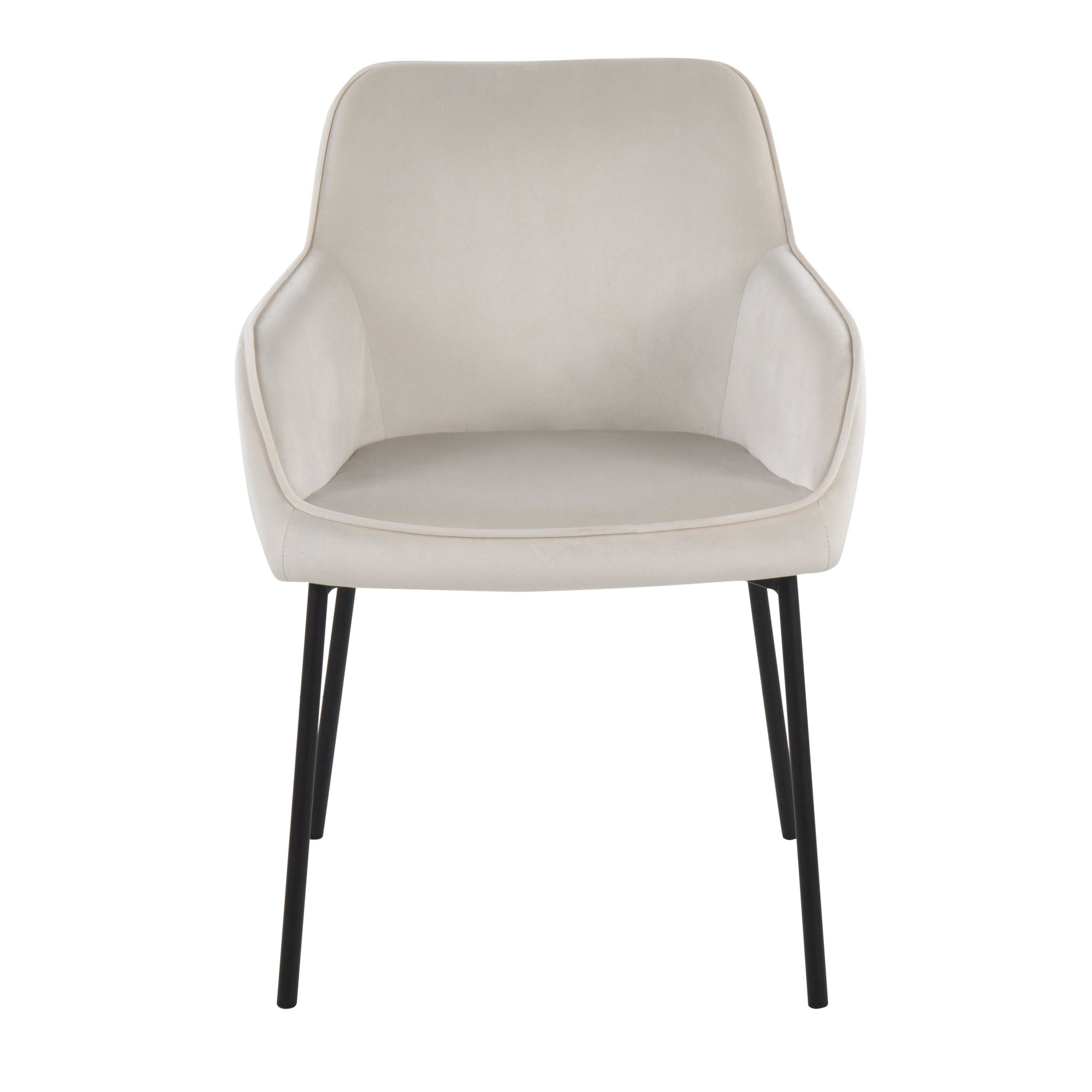 Daniella Black Metal Cream Velvet Contemporary Dining Chairs (Set of 2) 7 Daniella Black Metal Cream Velvet Contemporary Dining Chairs (Set of 2) - Image 7