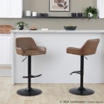 Daniella Black Metal Espresso Faux Leather Contemporary Barstool (Set of 2)