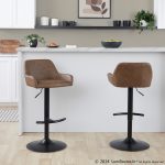 Daniella Black Metal Espresso Faux Leather Contemporary Barstool (Set of 2)