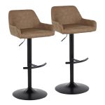 Daniella Black Metal Espresso Faux Leather Contemporary Barstool (Set of 2)