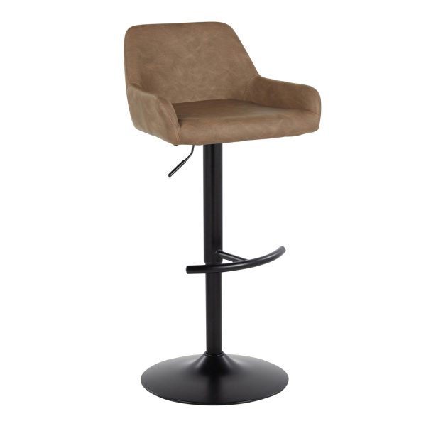 Daniella Black Metal Espresso Faux Leather Contemporary Barstool Set of 2 3