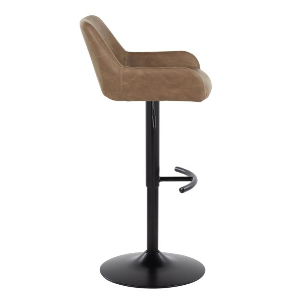 Daniella Black Metal Espresso Faux Leather Contemporary Barstool Set of 2 4