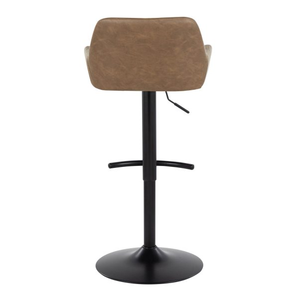 Daniella Black Metal Espresso Faux Leather Contemporary Barstool Set of 2 6