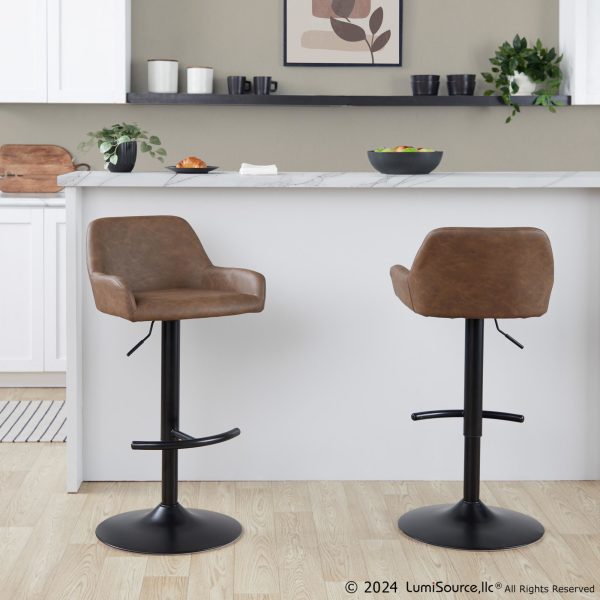 Daniella Black Metal Espresso Faux Leather Contemporary Barstool Set of 2