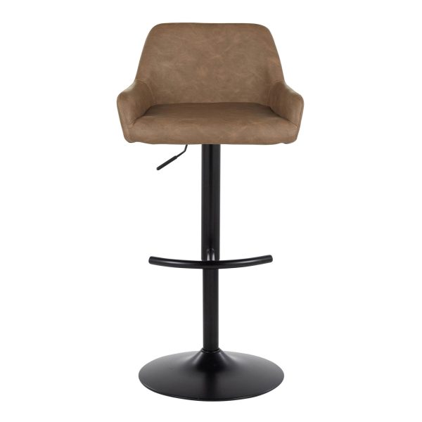 Daniella Black Metal Espresso Faux Leather Contemporary Barstool Set of 2 7