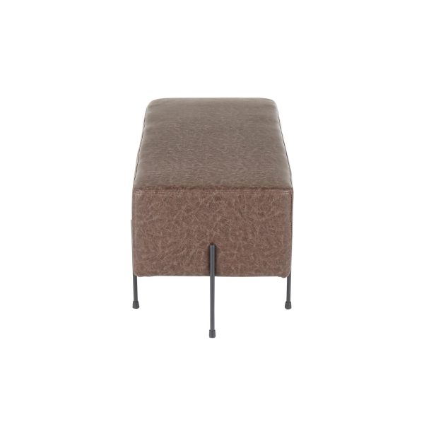 Daniella Black Metal Espresso Faux Leather Contemporary Bench 1
