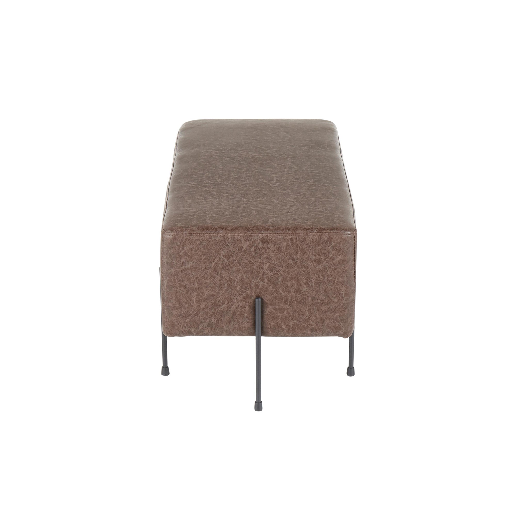 Daniella Black Metal Espresso Faux Leather Contemporary Bench 2 Daniella Black Metal Espresso Faux Leather Contemporary Bench - Image 2