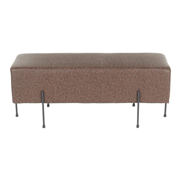 Daniella Black Metal Espresso Faux Leather Contemporary Bench 3