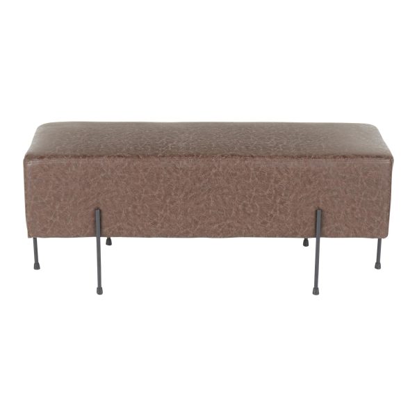 Daniella Black Metal Espresso Faux Leather Contemporary Bench 4