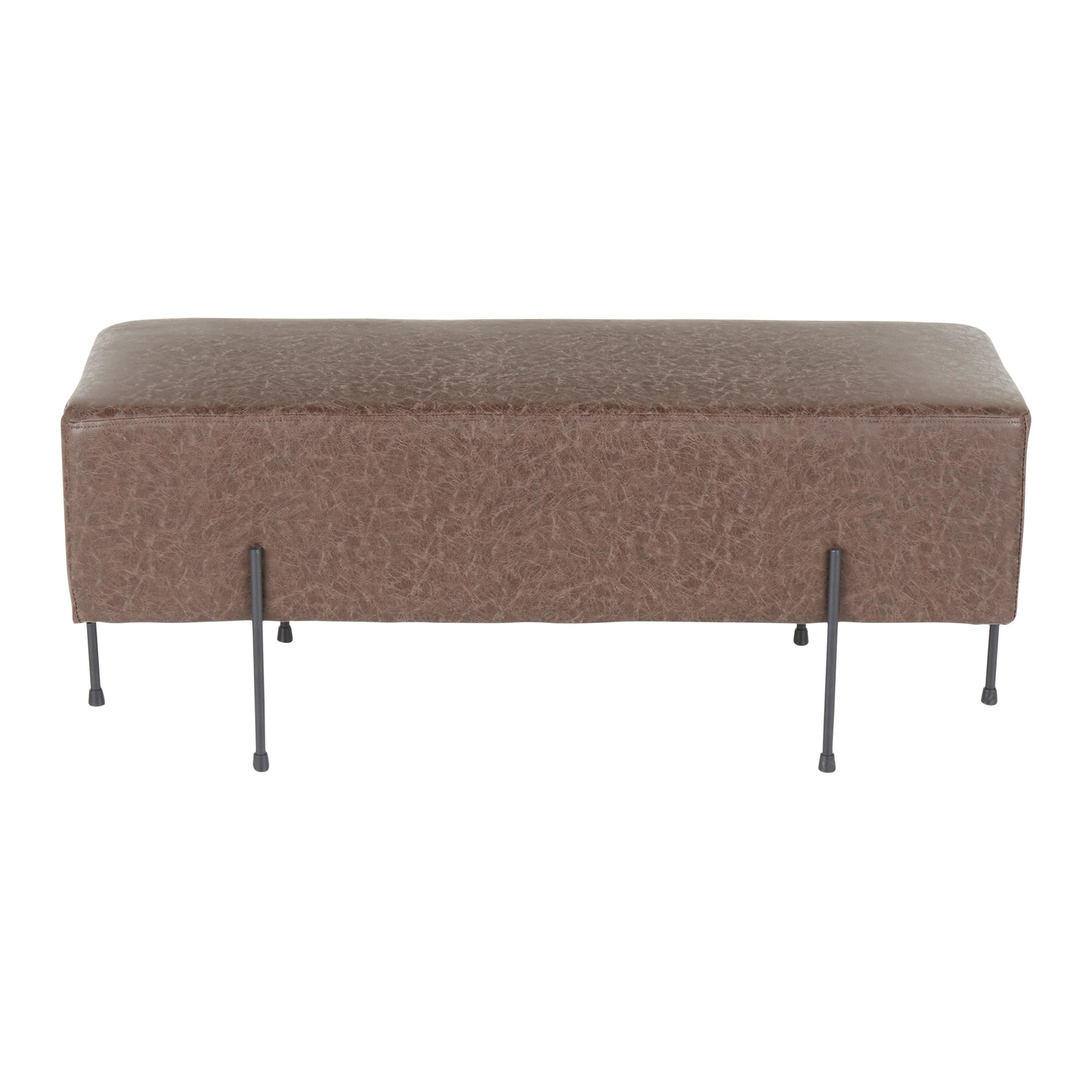 Daniella Black Metal Espresso Faux Leather Contemporary Bench 5 Daniella Black Metal Espresso Faux Leather Contemporary Bench - Image 5