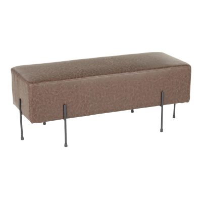 Daniella Black Metal Espresso Faux Leather Contemporary Bench