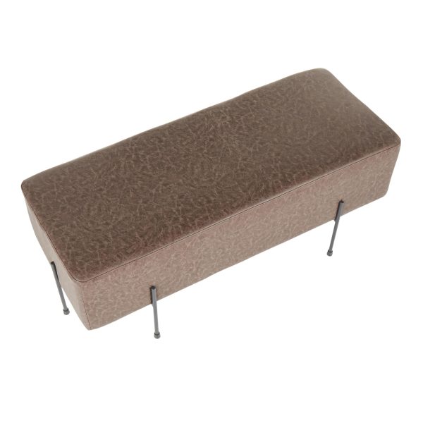 Daniella Black Metal Espresso Faux Leather Contemporary Bench 5
