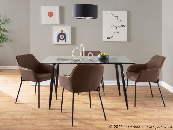 Daniella Black Metal Espresso Faux Leather Contemporary Dining Chairs Set of 2 1