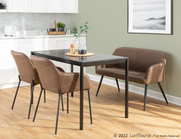 Daniella Black Metal Espresso Faux Leather Contemporary Dining Chairs Set of 2 2